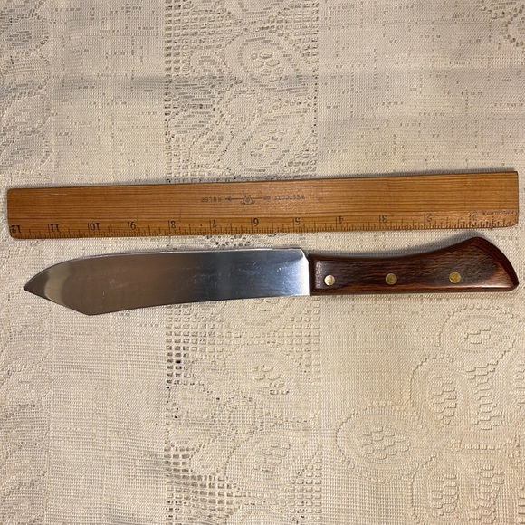 Ekco Eterna Vintage Butcher knife wooden handle straight Sharp Blade EUC - Picture 4 of 5